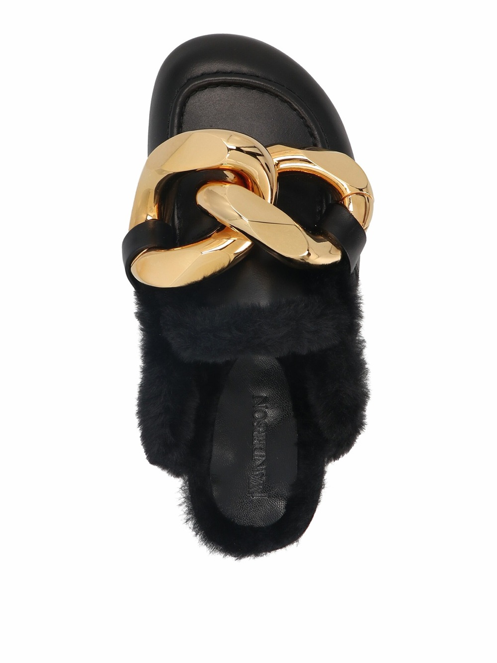 New JW Anderson Chain Loafer 100% Leather Mules Black Sz 38